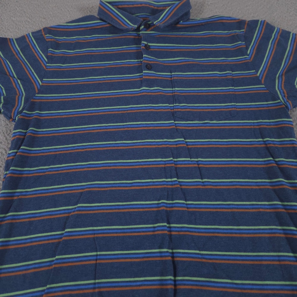 Patagonia‎ Polo Shirt Mens M Organic Cotton Lightweight Striped Pocket Preppy